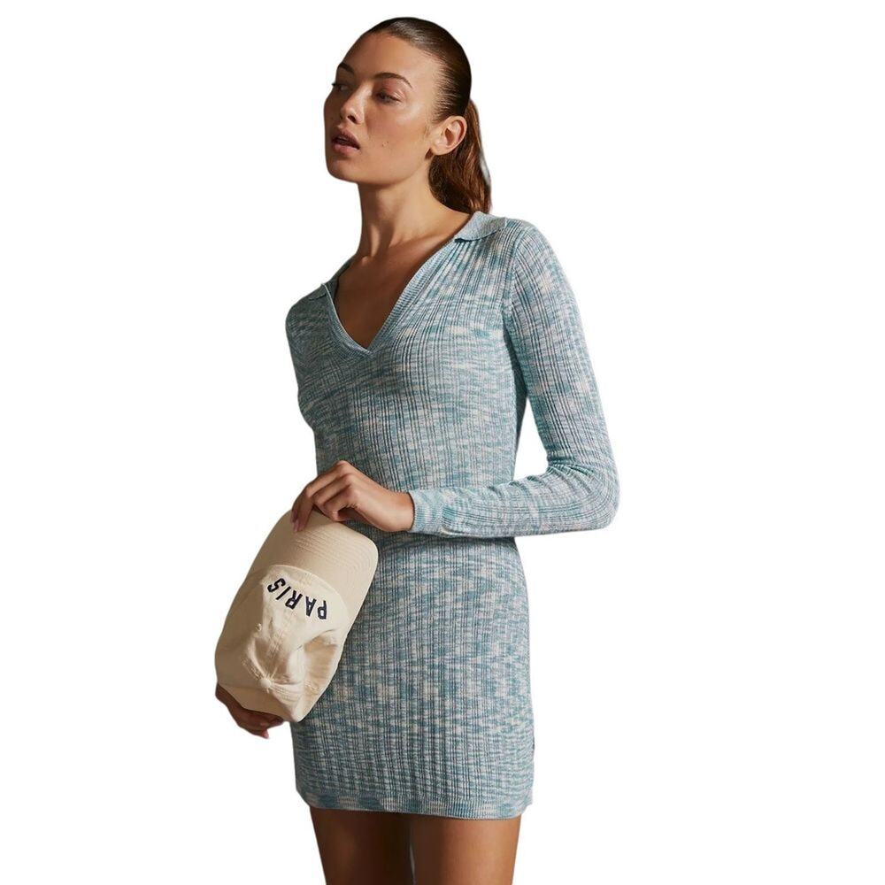 L*Space Aria Blue Ribbed Knit Long Sleeve Mini Dress S NWT - Picture 6 of 7